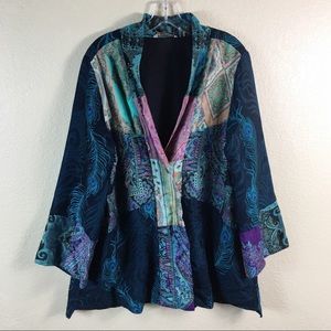 Soft Surroundings Asian Peacock Print Jacket